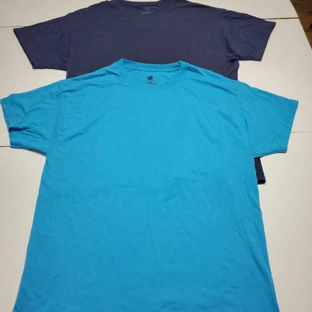 Hanes Cool Dri Mens Lot Of 2 T-Shirt Blue Crew Neck Pullover Short Sleeve Tee L